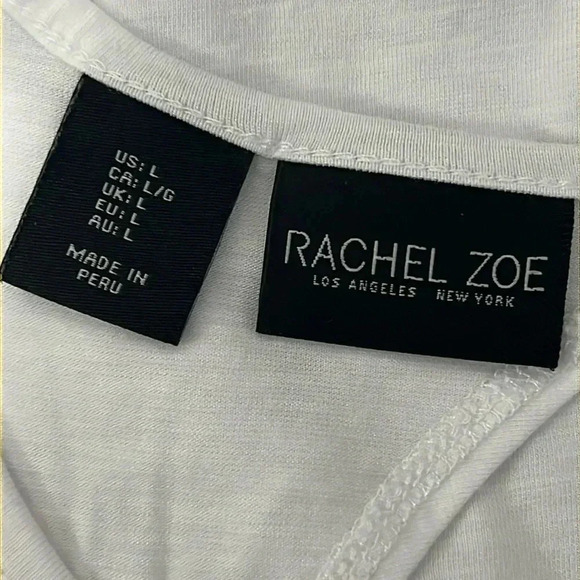 Rachel Zoe Modal Cotton Blend White  Tee - Picture 4 of 8